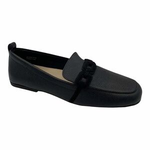 Isaac Mizrahi Live Black Leather Loafers with velvet.